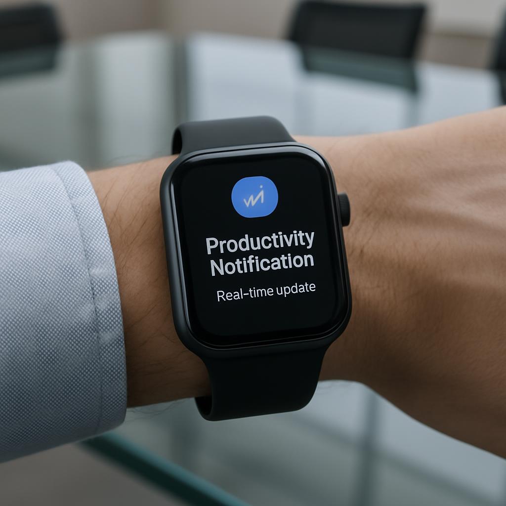 Productivity Notification Real-time update in a blue circle.